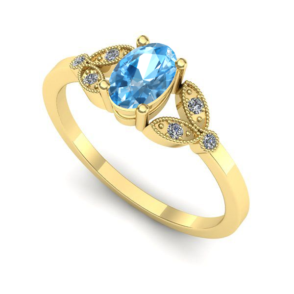 Inel din aur galben cu topaz blue