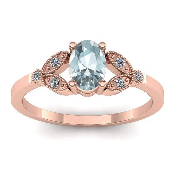 Inel de logodna cu aquamarin oval