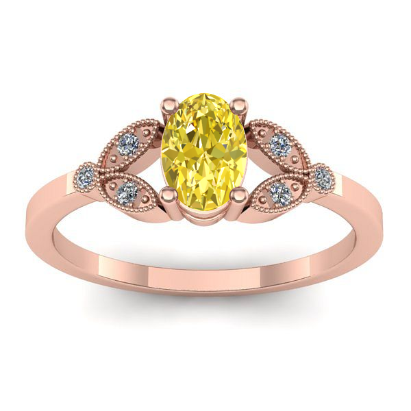 Inel cu safir galben oval