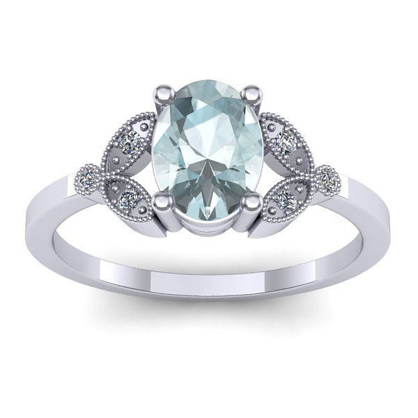 Inel cu aquamarin oval