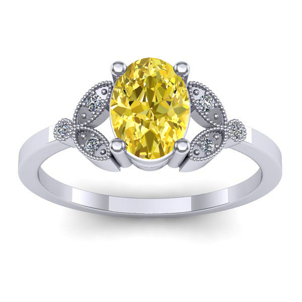 Inel de logodna cu safir galben oval