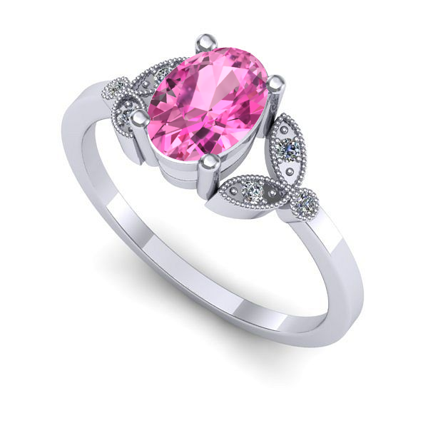 Inel de logodna din aur alb cu safir roz