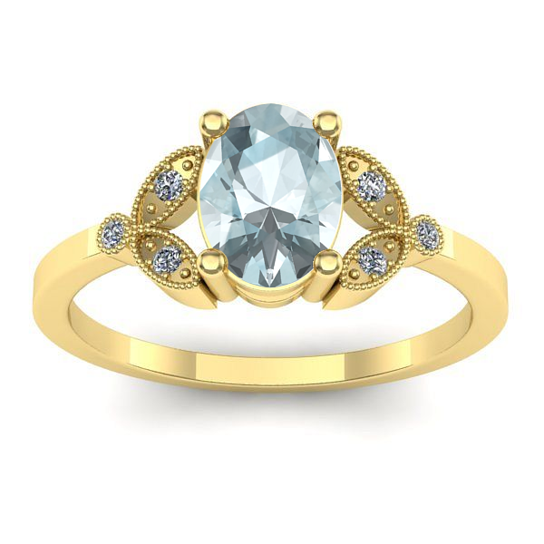 Inel cu aquamarin oval