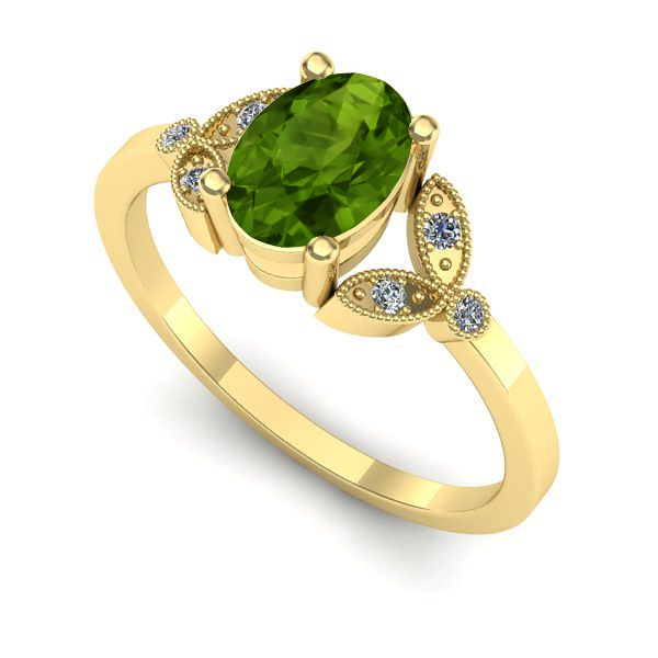 Inel de logodna din aur galben cu peridot