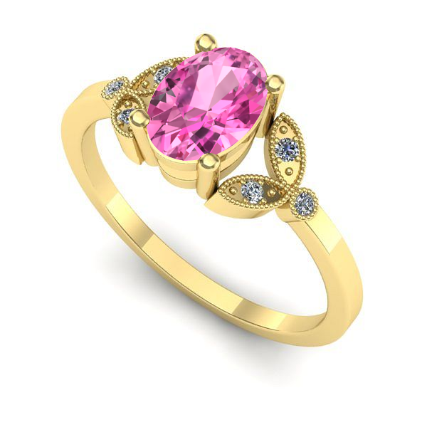 Inel de logodna din aur galben cu safir roz