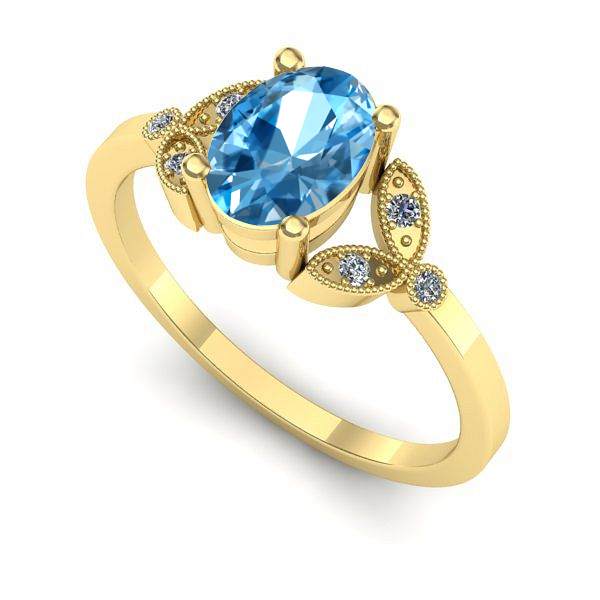 Inel din aur galben cu topaz blue