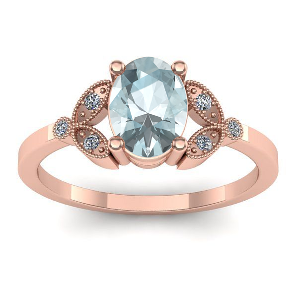 Inel logodna cu aquamarin oval