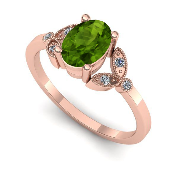 Inel logodna din aur roz cu peridot