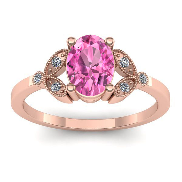 Inel logodna cu safir roz oval