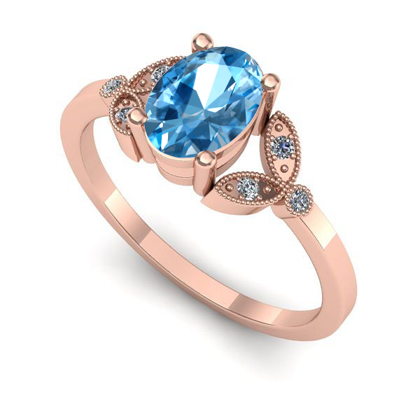 Inel de logodna din aur roz cu topaz blue