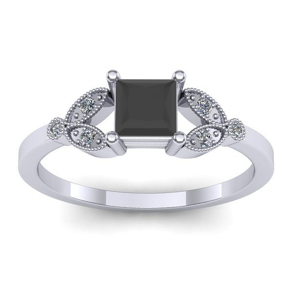 Inel logodna cu diamant negru patrat