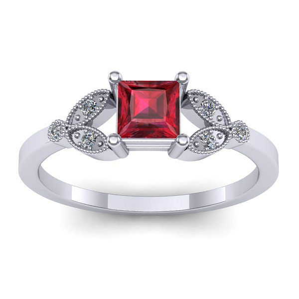 Inel logodna cu rubin patrat