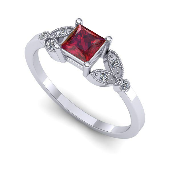 Inel din aur alb cu rubin