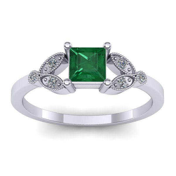 Inel logodna cu smarald patrat