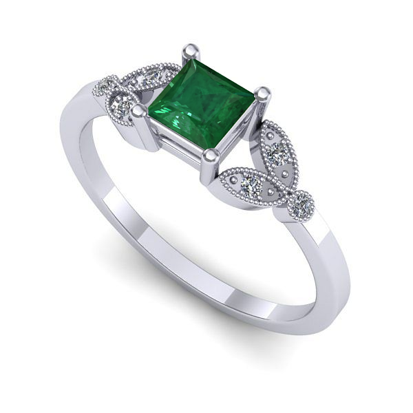 Inel din aur alb cu smarald