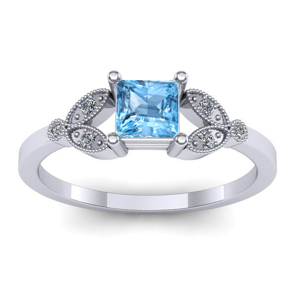 Inel logodna cu topaz blue patrat