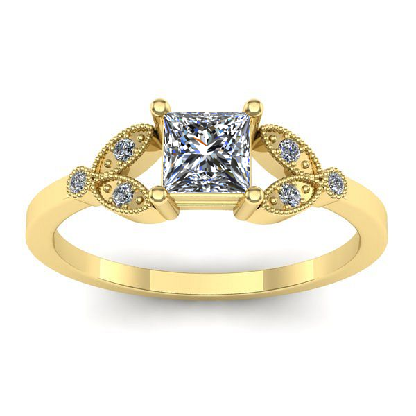 Inel cu diamant patrat