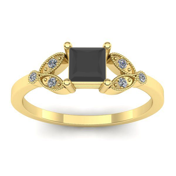 Inel de logodna cu diamant negru patrat