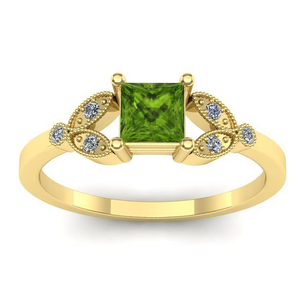 Inel cu peridot patrat