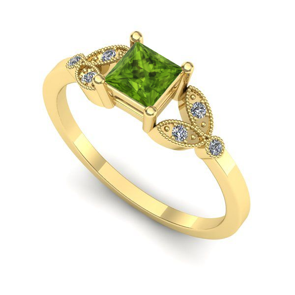 Inel de logodna din aur galben cu peridot