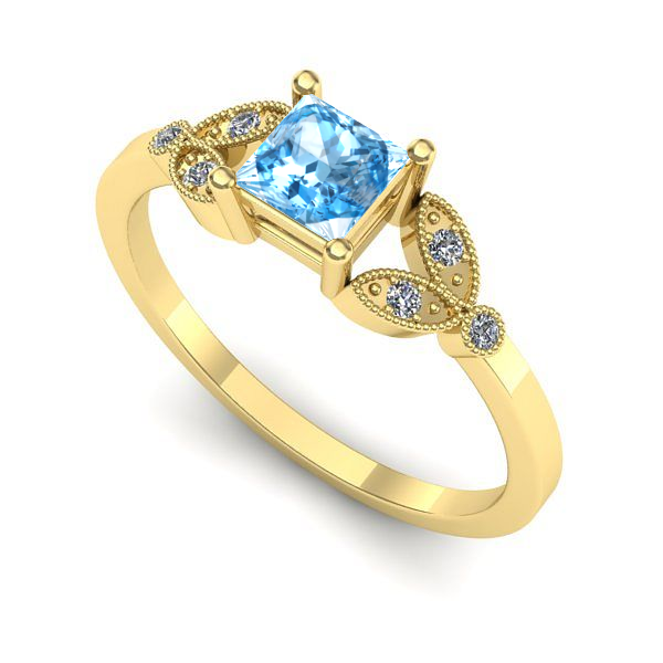 Inel de logodna din aur galben cu topaz blue