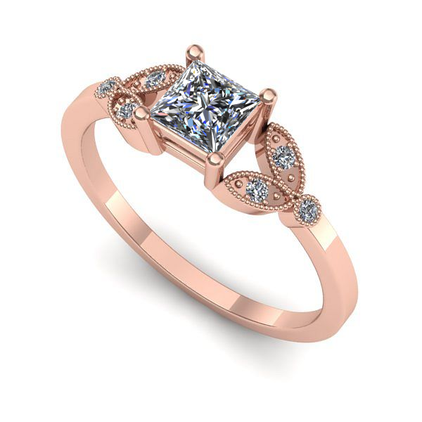Inel logodna din aur roz cu diamant