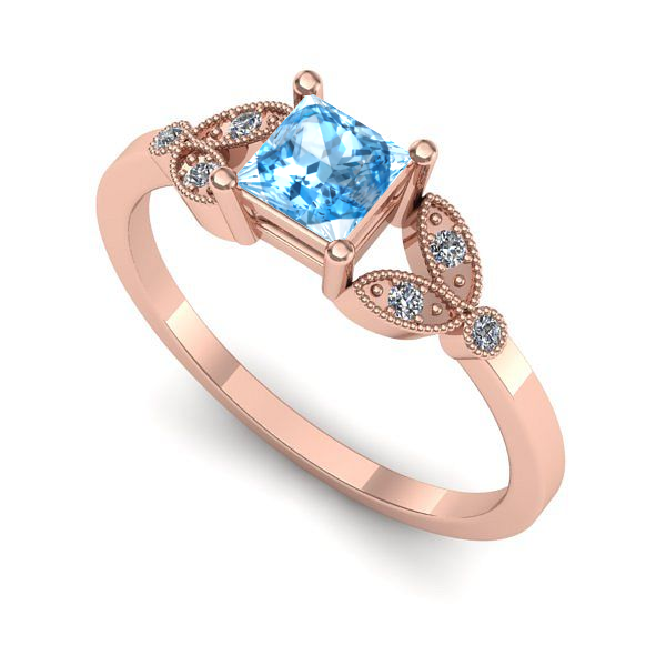 Inel de logodna din aur roz cu topaz blue