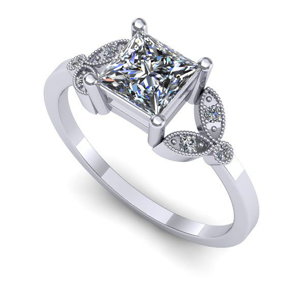 Inel din aur alb cu diamant de laborator