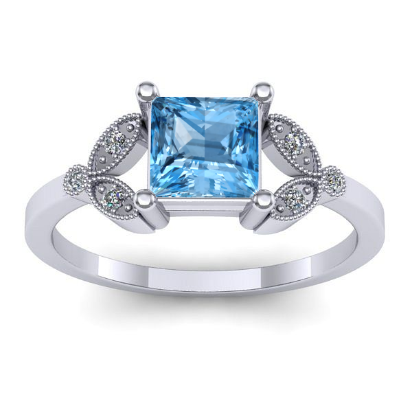 Inel logodna cu topaz blue patrat