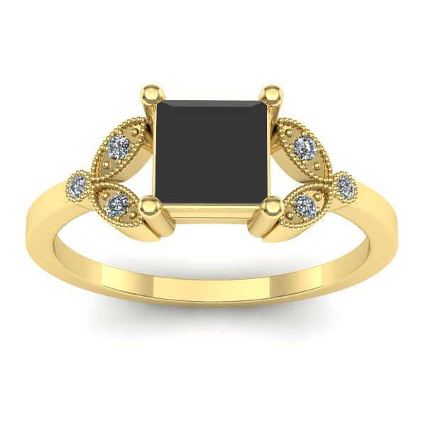 Inel cu diamant negru patrat