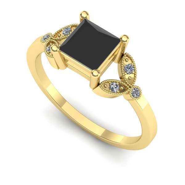 Inel logodna din aur galben cu diamant negru