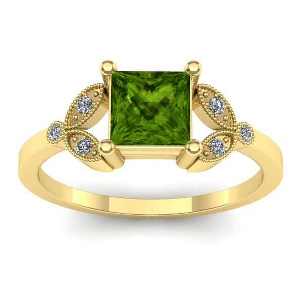 Inel cu peridot patrat