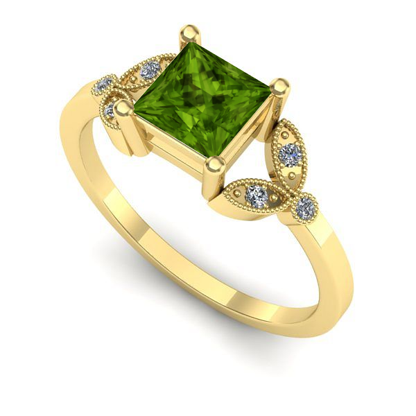 Inel din aur galben cu peridot