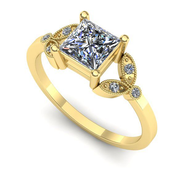 Inel logodna din aur galben cu diamant de laborator