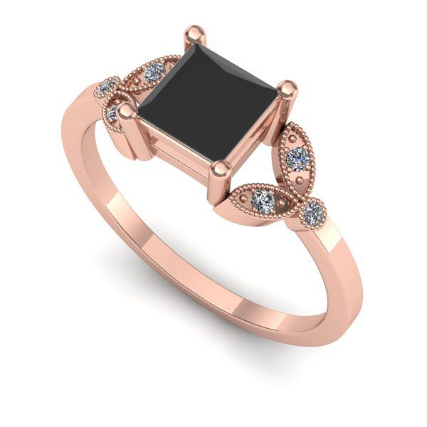 Inel din aur roz cu diamant negru
