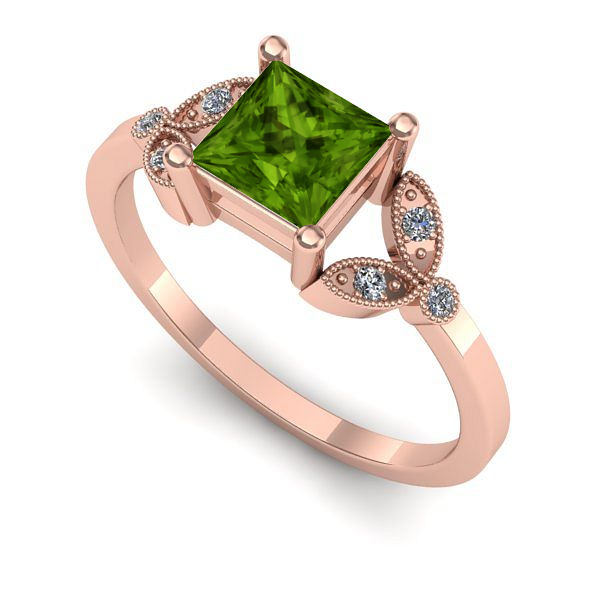 Inel de logodna din aur roz cu peridot
