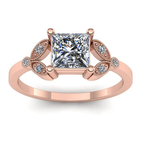 Inel cu diamant de laborator patrat