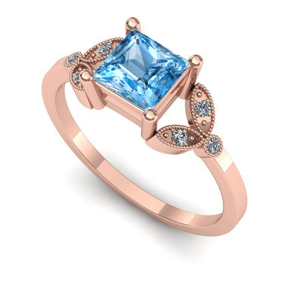 Inel logodna din aur roz cu topaz blue