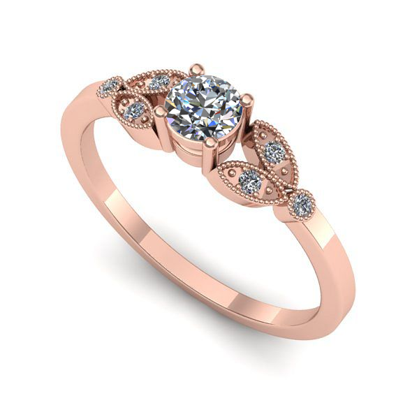 Inel logodna din aur roz cu diamant