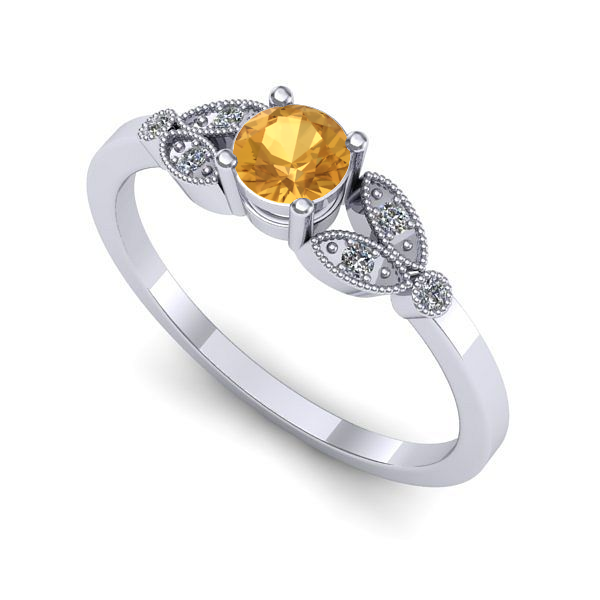 Inel din aur alb cu citrin