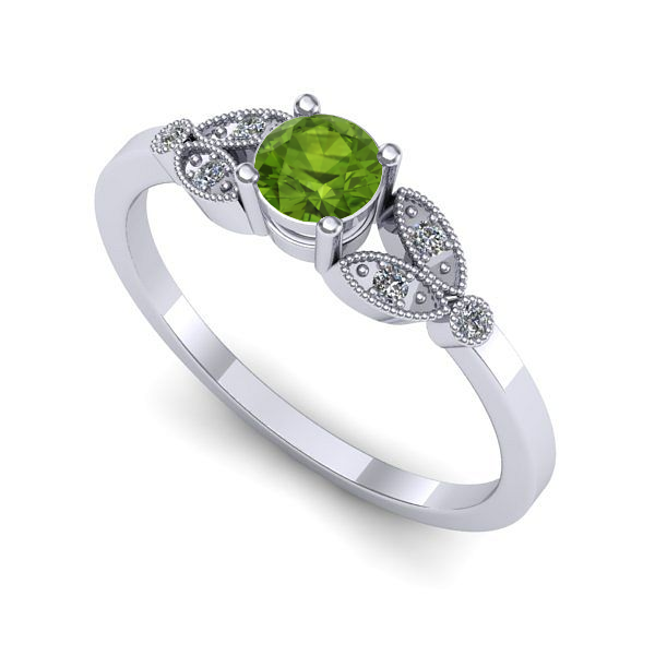 Inel din aur alb cu peridot