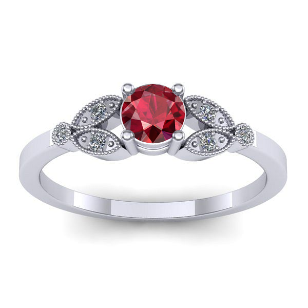 Inel de logodna cu rubin rotund