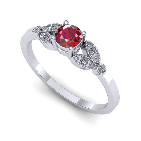 Inel de logodna din aur alb cu rubin