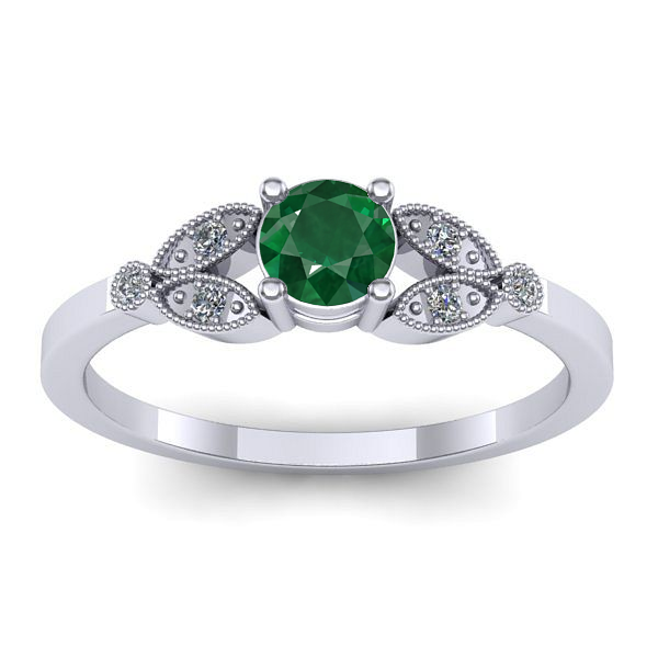 Inel logodna cu smarald rotund