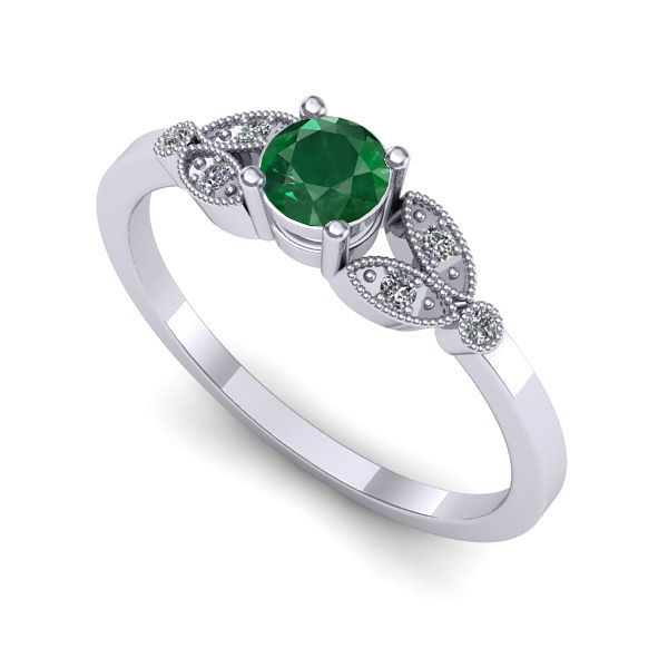 Inel din aur alb cu smarald