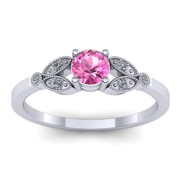 Inel cu safir roz rotund