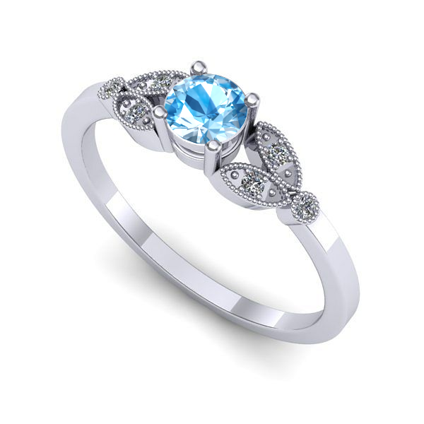 Inel logodna din aur alb cu topaz blue