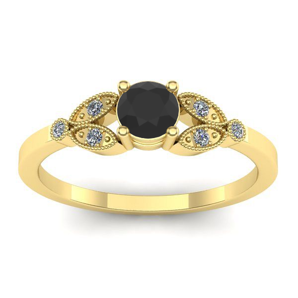 Inel de logodna cu diamant negru rotund