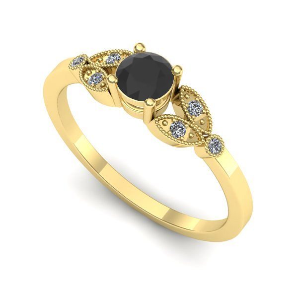 Inel din aur galben cu diamant negru