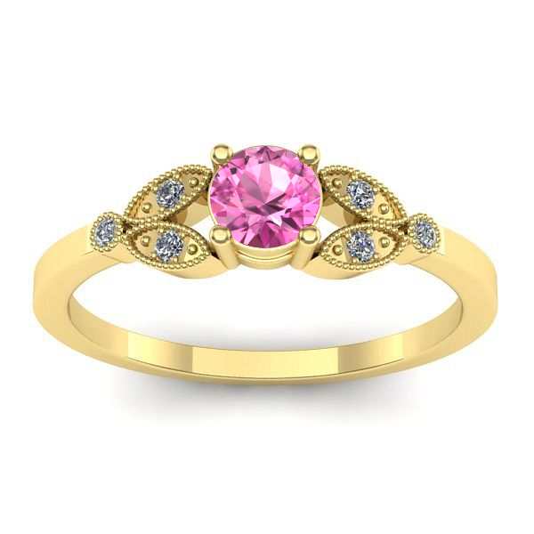 Inel cu safir roz rotund